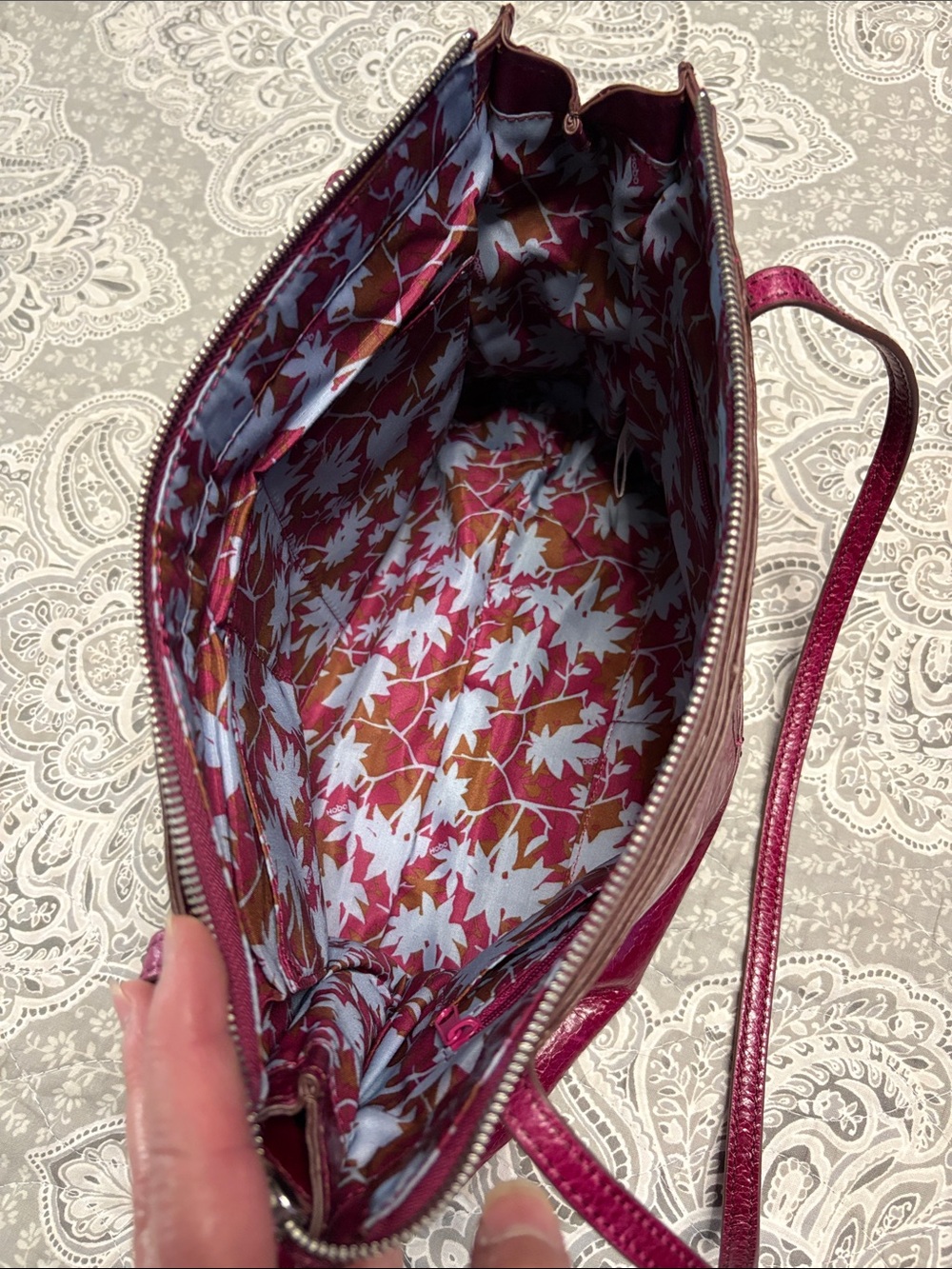 HOBO Leather Tote in Deep Raspberry - Picture 11 of 15